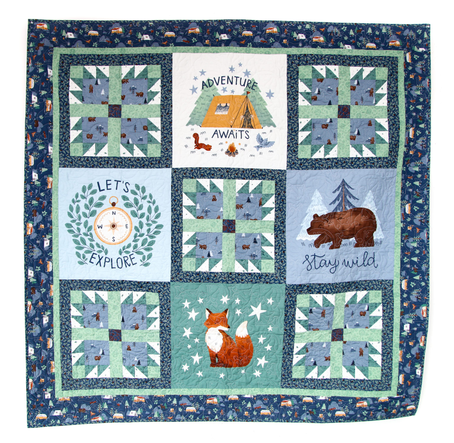 Camp Woodland Panel Quilt Kit - Riley Blake Designs
