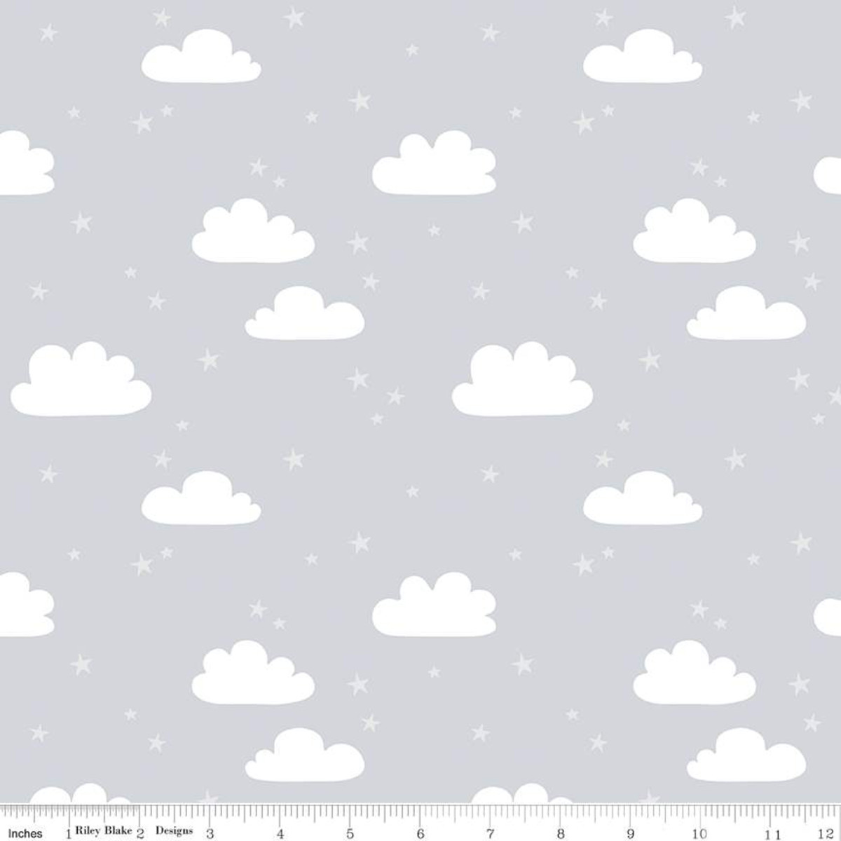 Flannel Baby Bear Gray Clouds - Yardage
