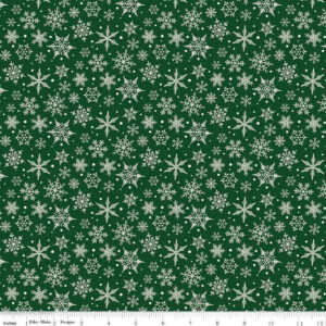 Flannel Christmas Traditions Green Snowflakes - Yardage