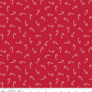 Flannel Santa Claus Lane Red Candy Canes - Yardage