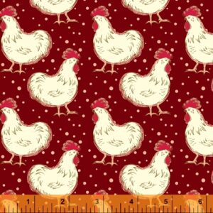 Homestead Life Burgundy Chicken Fancy - Yardage