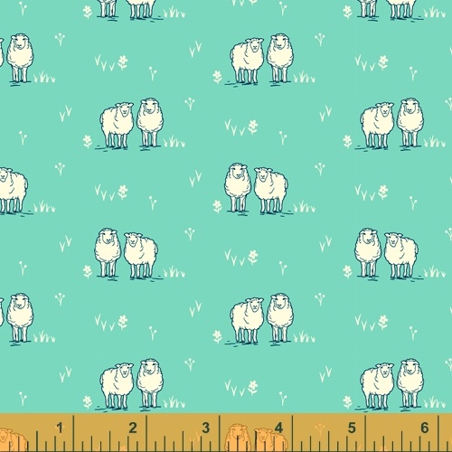 Homestead Life Aqua Hey Ewe - Yardage