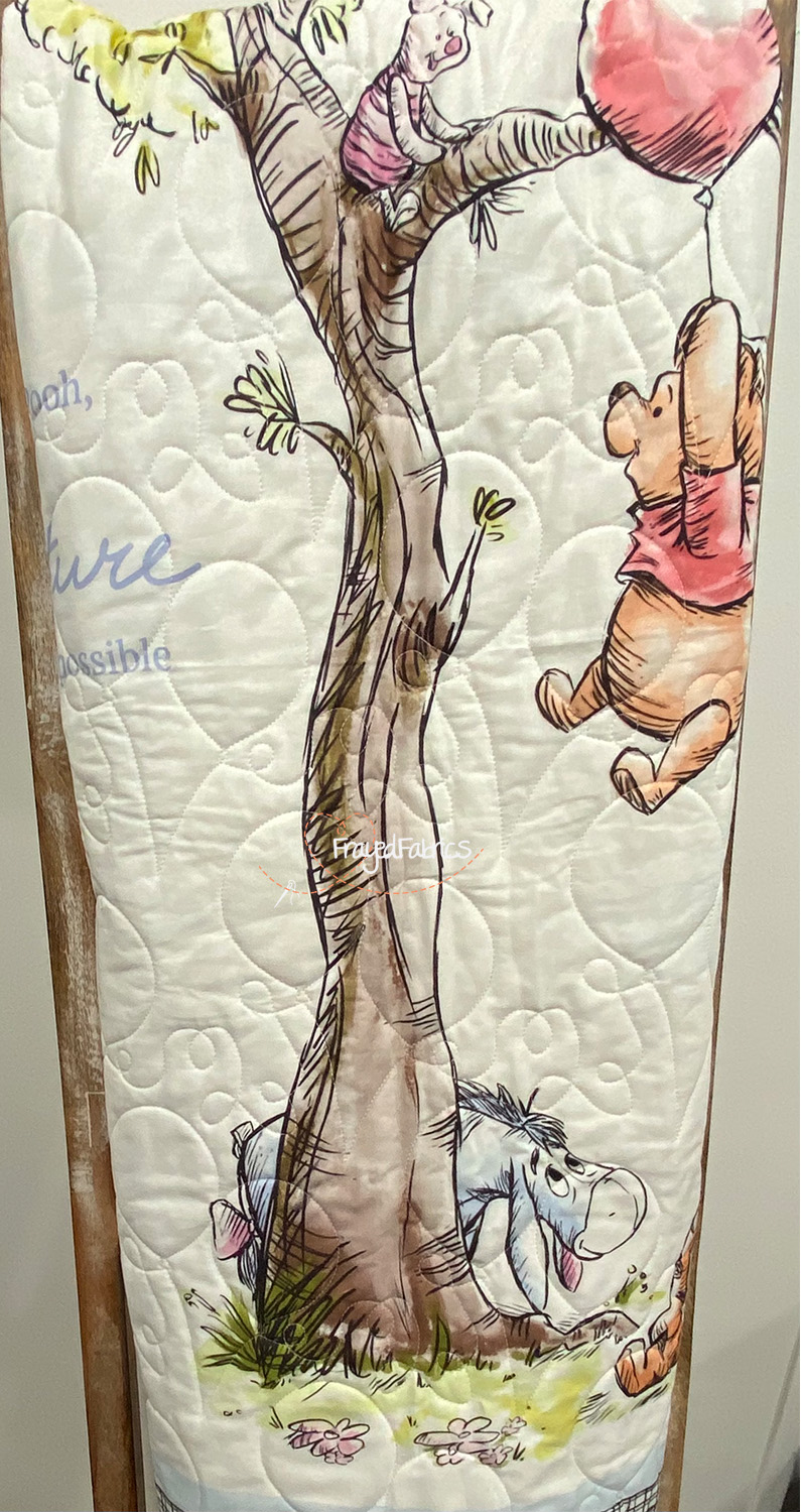 Classic Pooh Hunny Pots ECRU Quilt Fabric Panel Baby's Nursery NEW!