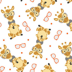 Wild & Free White Tossed Giraffes - Yardage