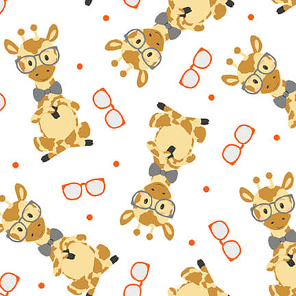Wild & Free White Tossed Giraffes - Yardage