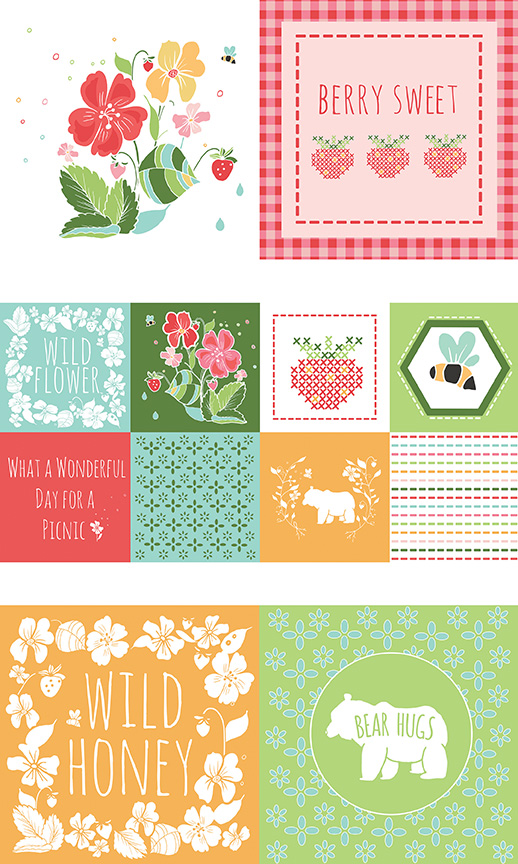 Strawberry Honey Panel - Riley Blake Designs
