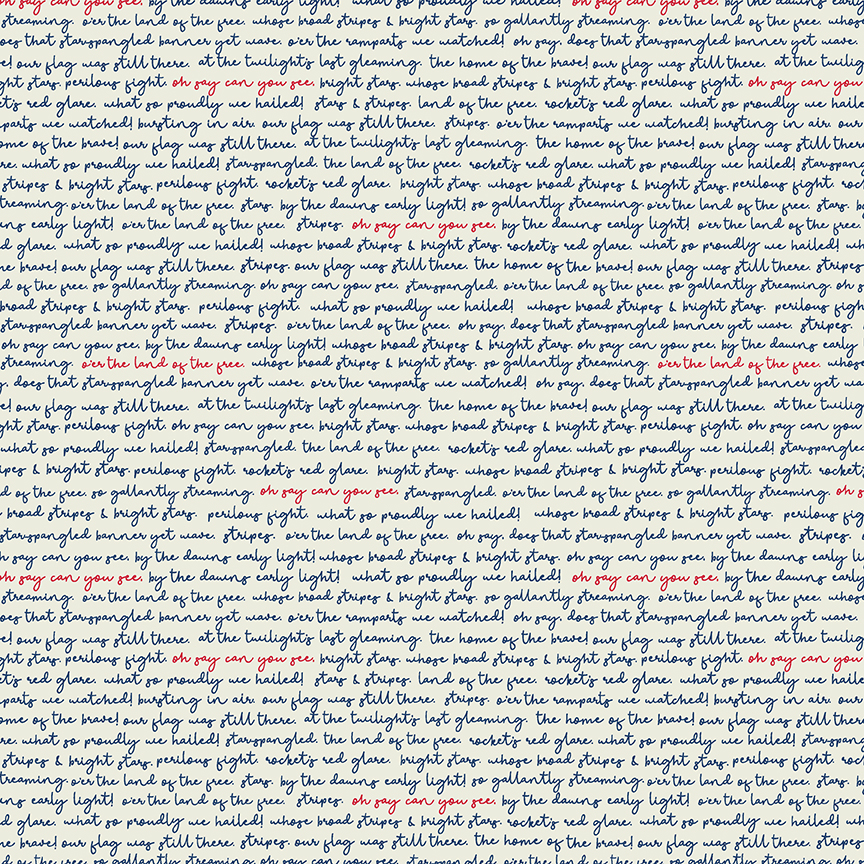 Land of Liberty Cream Text- Yardage