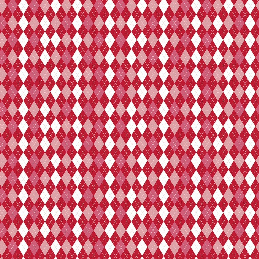 Christmas Adventure Argyle Scarlet - Yardage