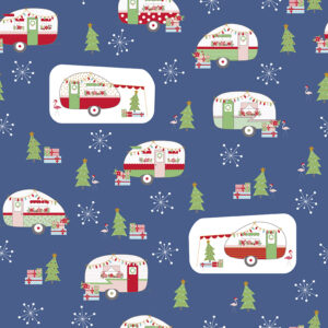 Christmas Adventure Main Denim - Yardage