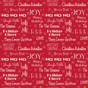 Christmas Adventure Phrases Scarlet Sparkle - Yardage