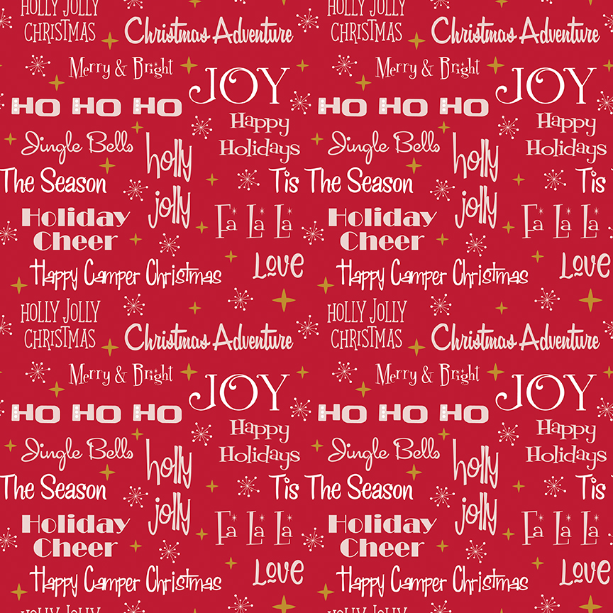 Christmas Adventure Phrases Scarlet Sparkle - Yardage