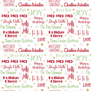 Christmas Adventure Phrases White Sparkle - Yardage