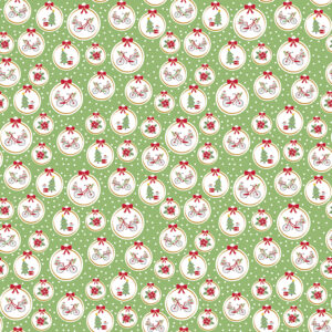 Christmas Adventure Ornaments Green Smoothie Sparkle - Yardage