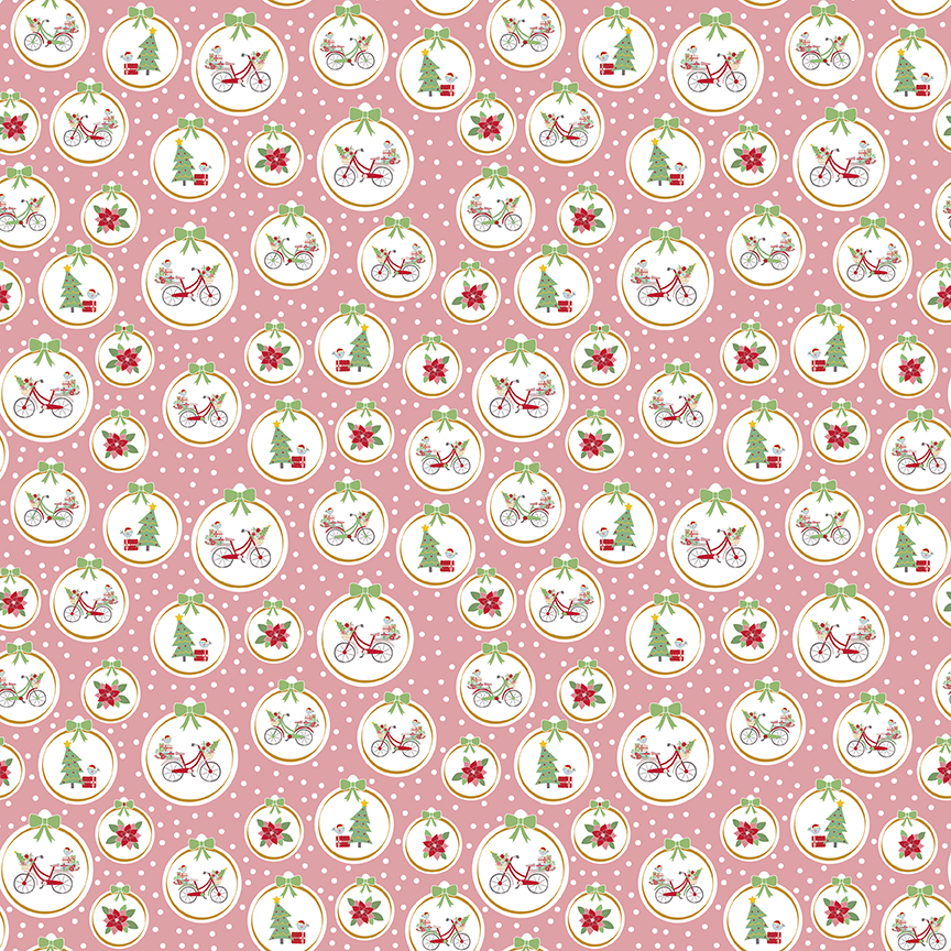 Christmas Adventure Ornaments Peony Sparkle - Yardage
