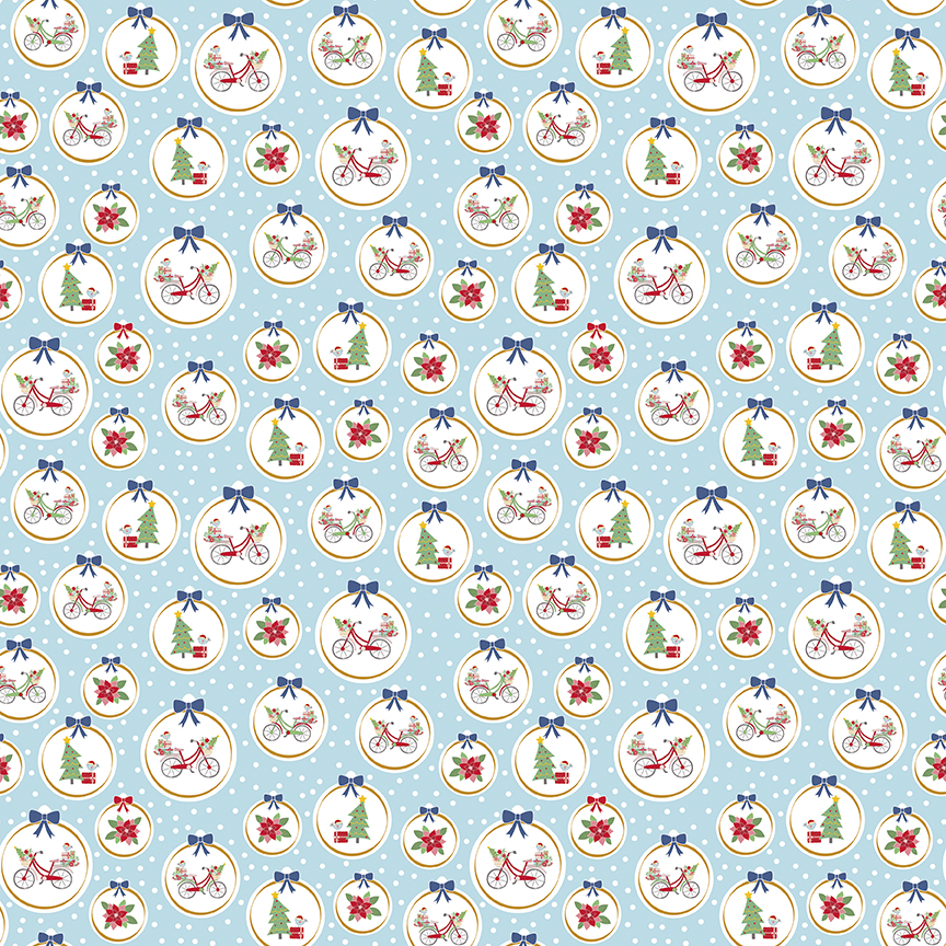Christmas Adventure Ornaments Waterfall Sparkle - Yardage