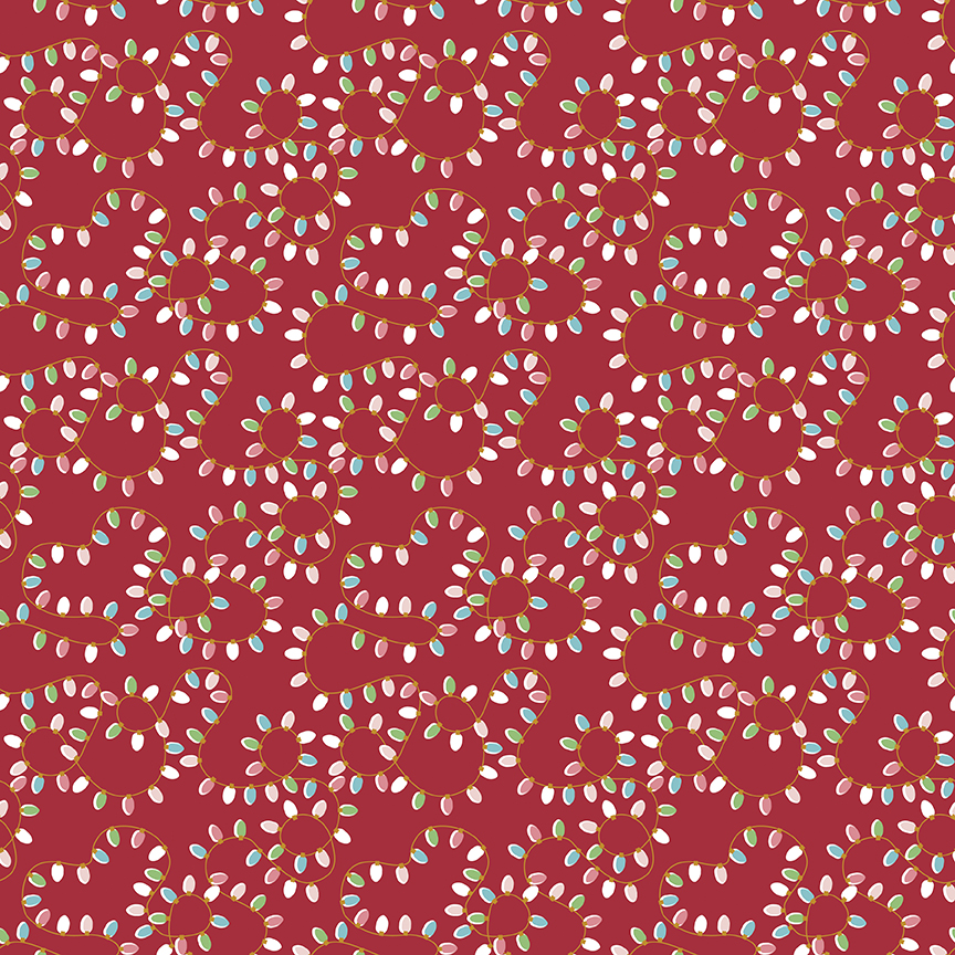 Christmas Adventure Lights Red Sparkle - Yardage