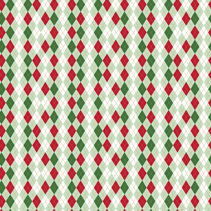 Christmas Adventure Argyle Sweet Mint- Yardage