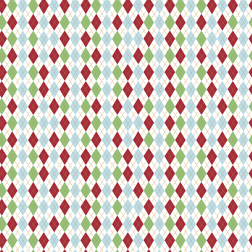 Christmas Adventure Argyle White - Yardage
