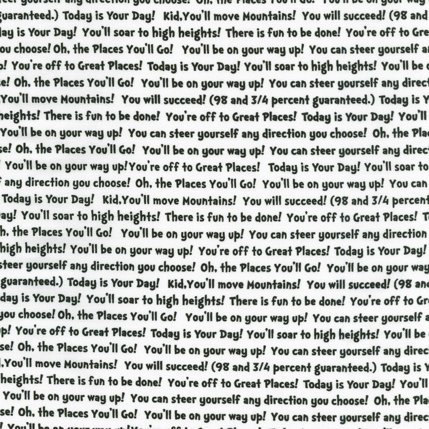 A Little Dr. Seuss Text Black - Yardage