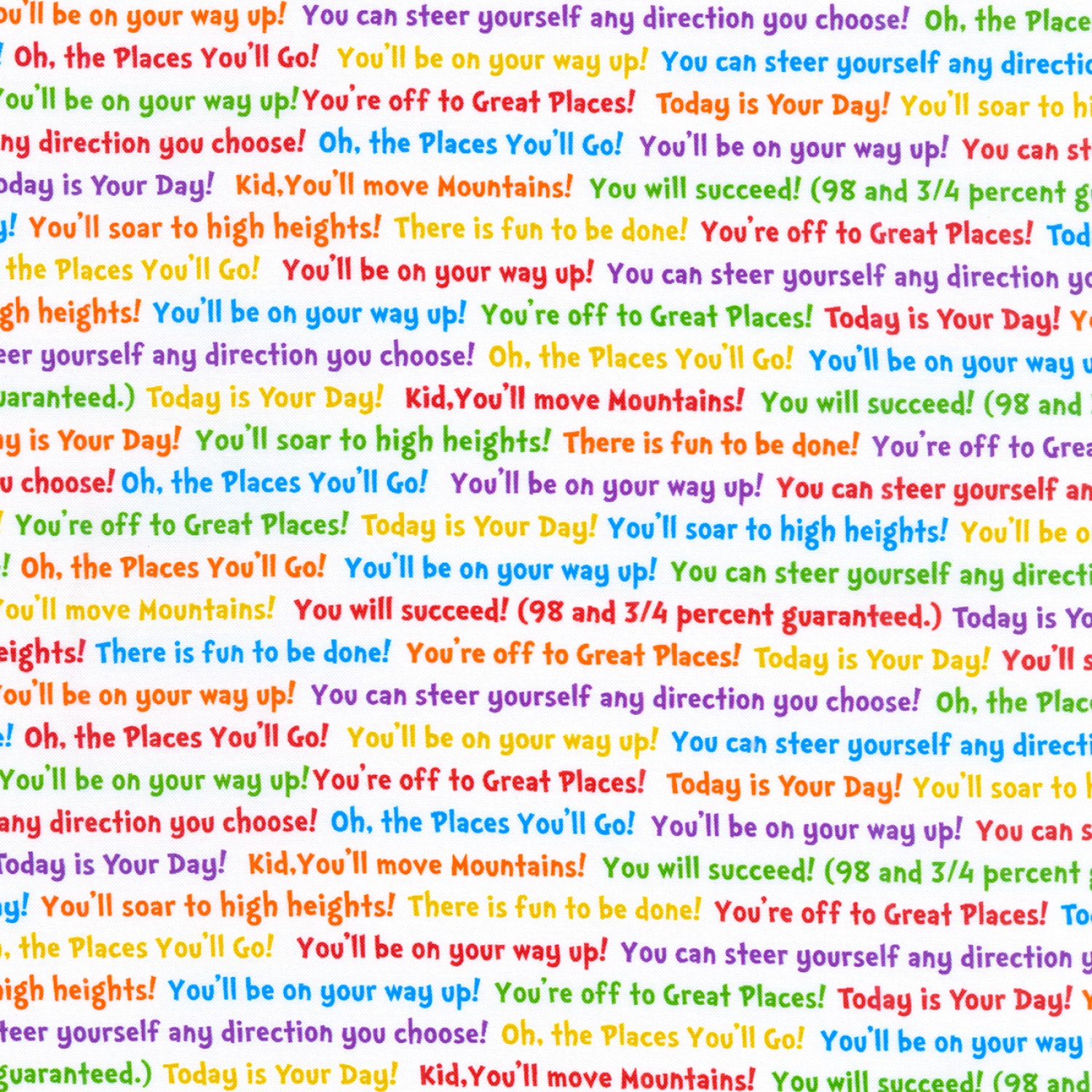 A Little Dr. Seuss Text White - Yardage