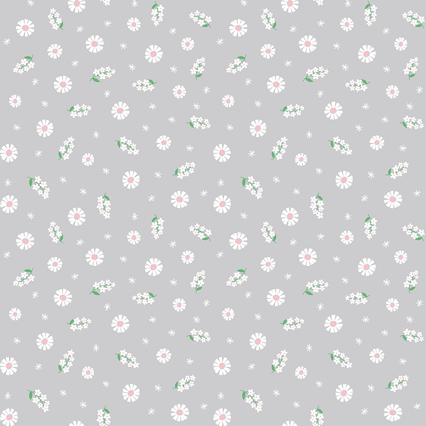 Pure Delight Blooms Gray - Yardage