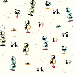 Mod Meow Main Cream - Yardage