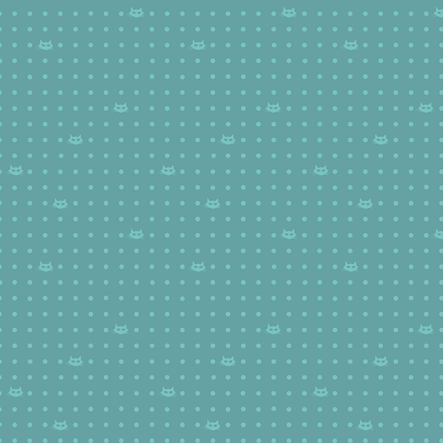 Mod Meow Dots Teal - Yardage