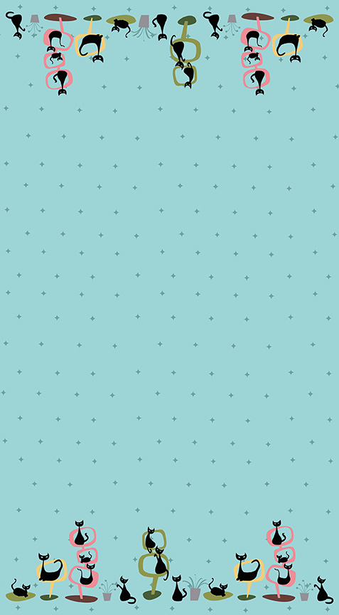 Mod Meow Border Print Cottage - Yardage