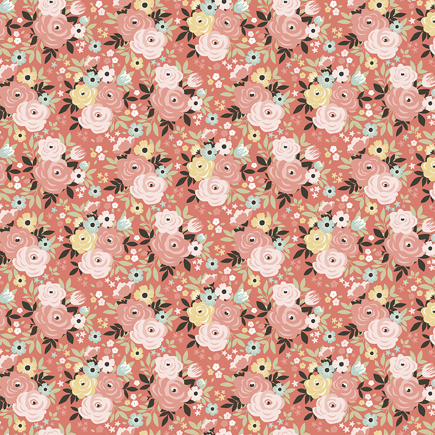 Joy in the Journey Floral Coral - Yardage