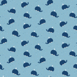 Juvenile Flannel Whales Blue - Yardage