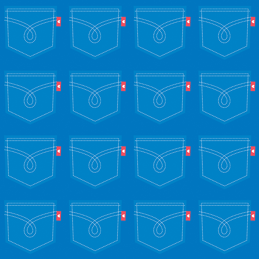 Juvenile Flannel Down on the Farm Pockets Blue - Yardage