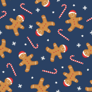 Gingerbread Shuffle Navy - Yardage
