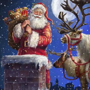 Christmastime is Here Up On The Housetop Panel - Riley Blake Designs