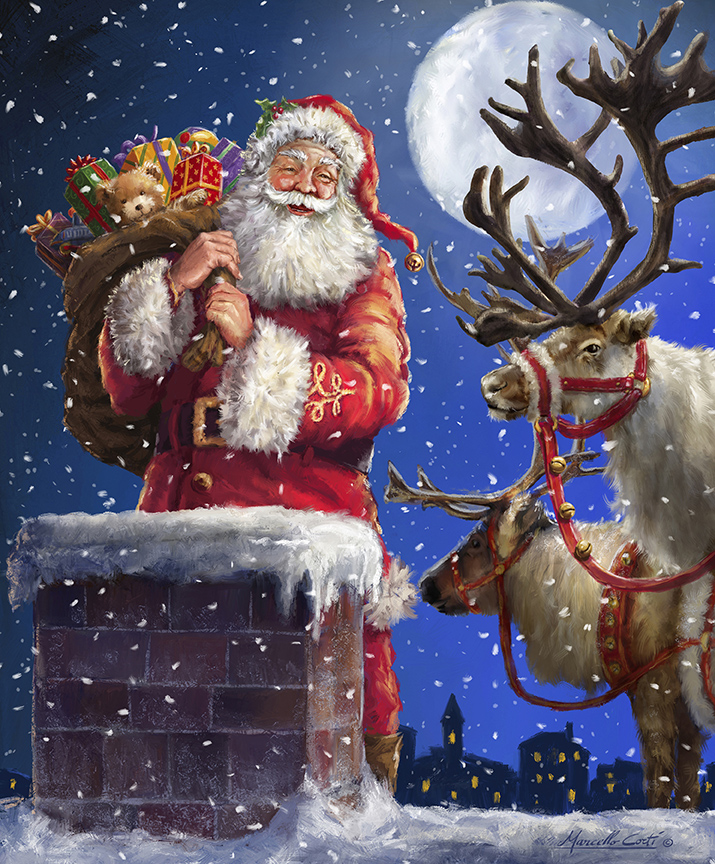 Christmastime is Here Up On The Housetop Panel - Riley Blake Designs