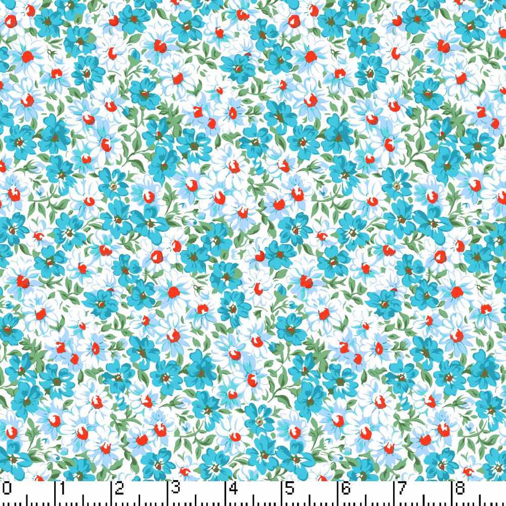 Flower Patch Turquoise - Yardage