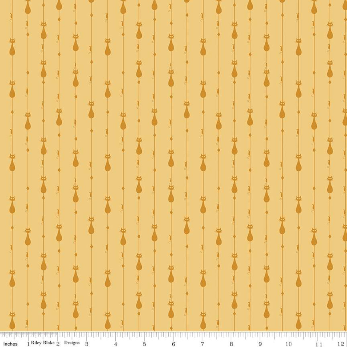Mod Meow Stripes Honey - Yardage