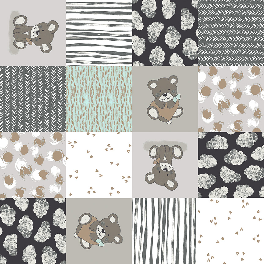 Sleep Tight Cheater Gray Sparkle - Yardage