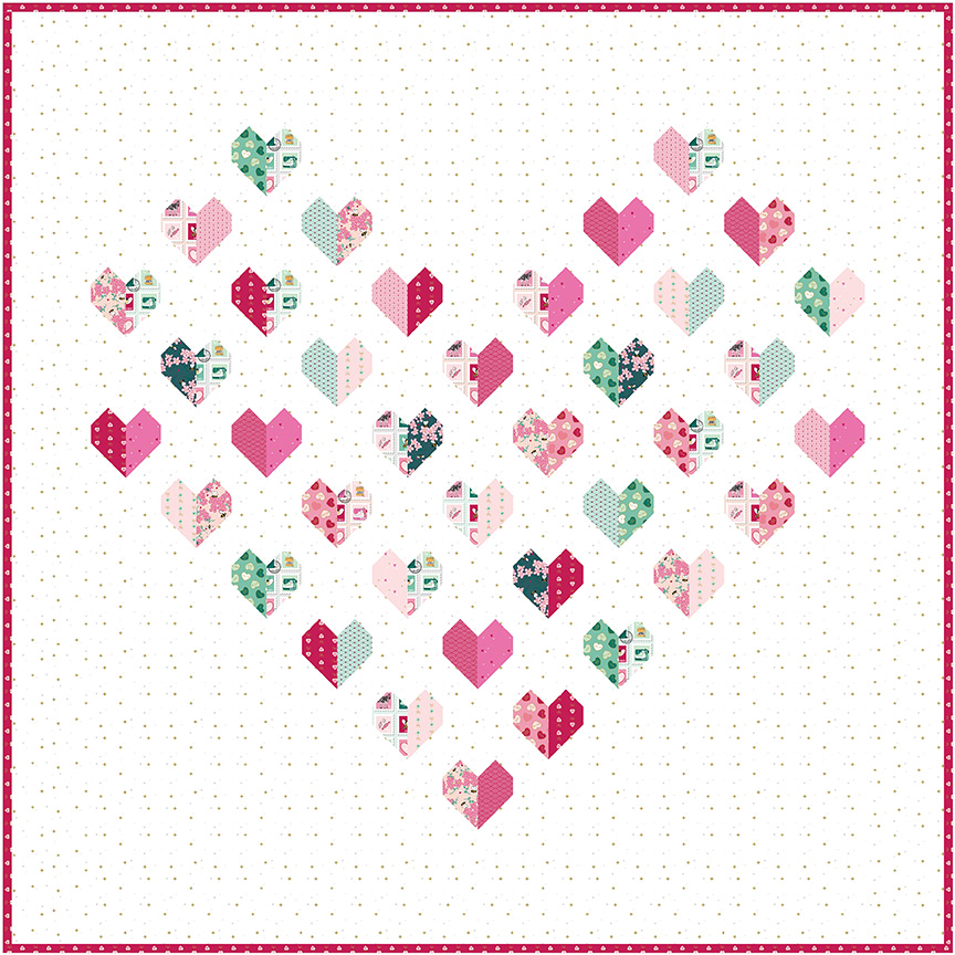 Mint for You Heart of Hearts Quilt Kit - Riley Blake Designs