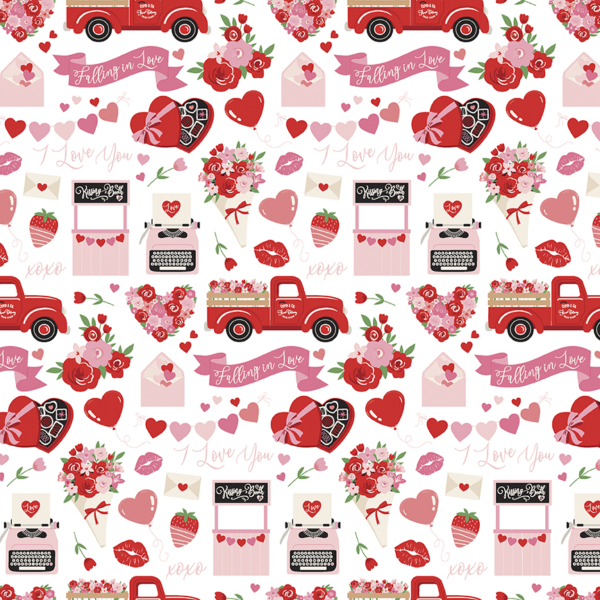 Falling in Love White Main - Yardage