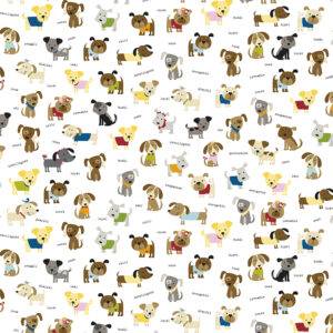 Cooper Dogs White - Yardage